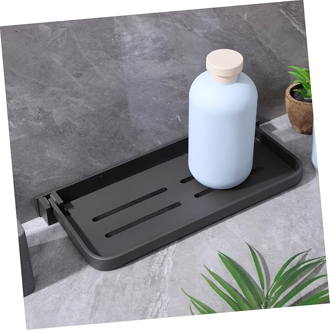 Homoyoyo Metal Wall Shelf Folding Storage Shelves Bathroom Kitchen Laundry Room Space-saving Drainage Holes Sturdy Constructi
