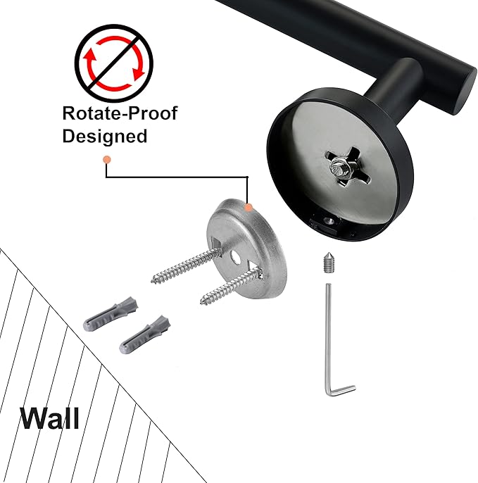 Hand Towel Holder for Bathroom, Matte Black Hand Towel Bar, SUS304 Stainless Steel Hand Towel Hanger, Wall Mounted Small Hand Towel Ring, 9 Inch Round Heavy Duty Towel Rack for Bathroom, Kitchen