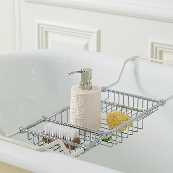 Bathroom Accessories Set, Bath Accessory Complete Set with Lotion Dispenser/Soap Pump, Soap Dish and Toothbrush Holder, Bath Mat, Shower Curtain with 12 Hooks (Embossed Pattern, Tan)