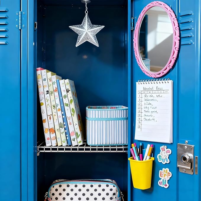 ARTLYMERS Magnetic Locker Mirror, Real Glass Small Mirrors for Lockers with Magnetic Backing, School Locker, Bathroom, Household Refrigerator, Locker Accessory or Office Cabinet (Pink)
