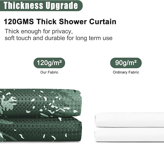 Hokibero Dark Green Misty Forest Mountain Nature Tree Fabric Shower Curtains for Bathroom Waterproof Heavy Duty Green and White Woohitedland Shower Curtain Bathtubs Hotel, 72 x 72 inch