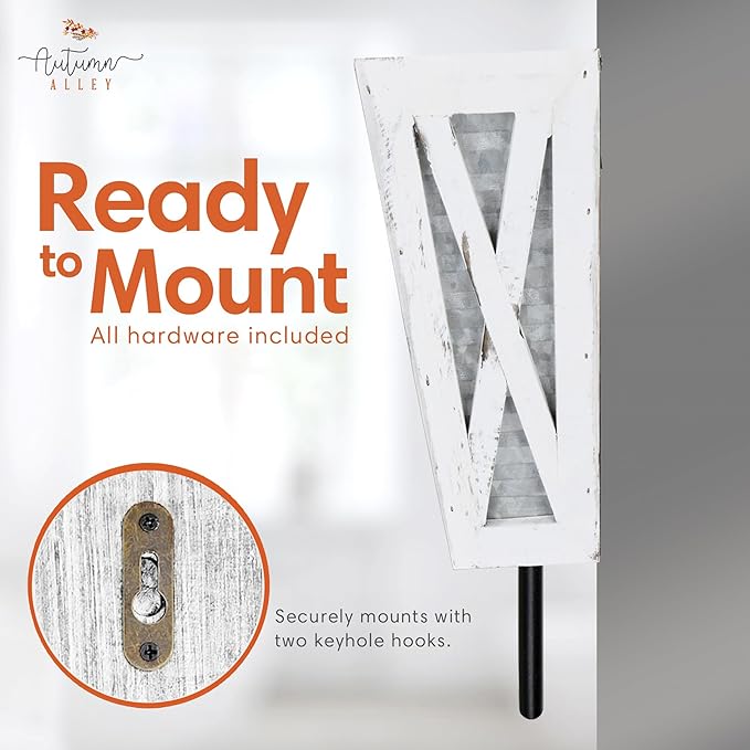 Autumn Alley Farmhouse Decor Rustic Hand Towel Holder - Farmhouse Towel For Bathroom Wall, For Kitchen Wall With Wooden Storage Add Charm to Your Rustic Bathroom Hand Towel Rack and Shelf Decor, White