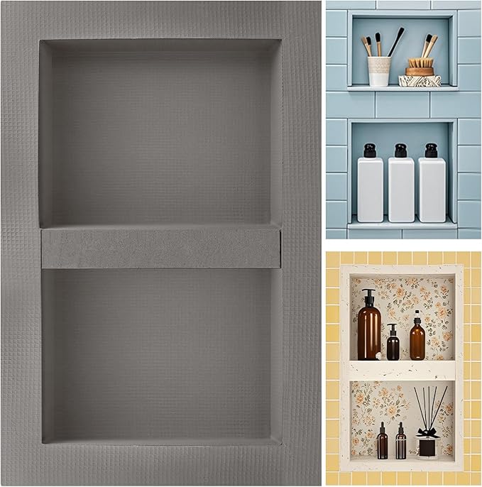 Shower Niche Tile Ready 12"x20",Niche for Shower Wall,Waterproof Ready-to-Tile Niches Recessed Box Shelf for Showers Wall Bathroom Renovation/Soap Storage,Outer Size 16"x24",Depth 4”