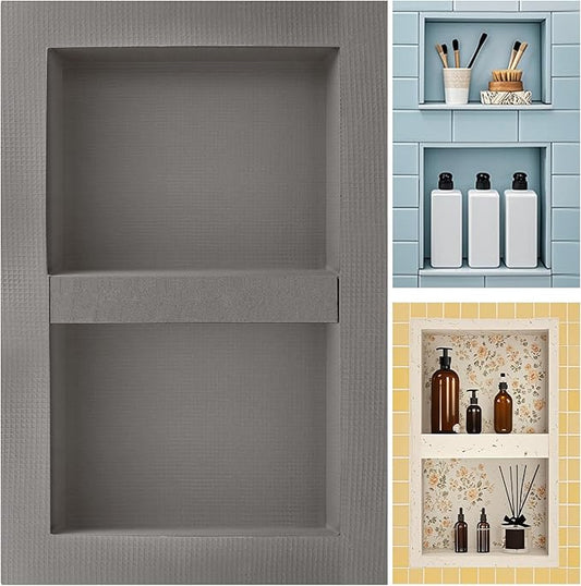 Shower Niche Tile Ready 12"x20",Niche for Shower Wall,Waterproof Ready-to-Tile Niches Recessed Box Shelf for Showers Wall Bathroom Renovation/Soap Storage,Outer Size 16"x24",Depth 4”