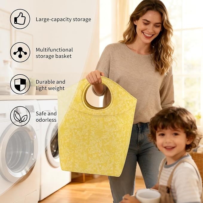 47L Foldable Laundry Basket, 18"x17"x9.5" Collapsible Laundry Hamper Portable Waterproof Storage Bag for Dirty Clothes Toys Bathroom Bedroom Camping Travel