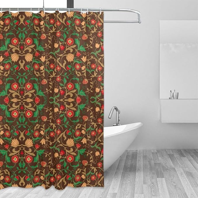 William Morris Original Design Vintage Shower Curtain Furniture Bathroom Fabric Decorations Washable Shower Curtain with Hooks 72x78 Inches(183x200cm), Style-1