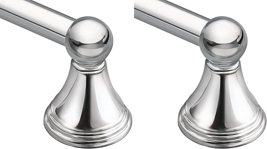 Moen Preston Collection Chrome 24-Inch Single Bathroom Towel Bar, Wall Mounted Hanger for Bath or Kitchen, DN8424CH (Pack of 2)