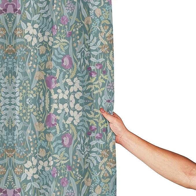 Vintage Botanical Shower Curtain William Morris Designs Green Jungle Fruit Print Shower Curtain Set Polyester Interior Waterproof Shower Curtain with 12 Hooks 72x72 Inches(183x183cm)