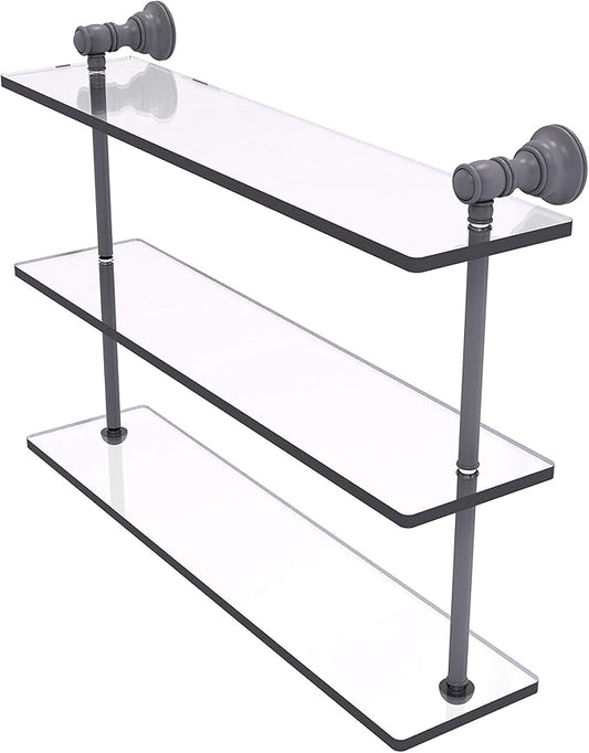 Allied Brass CL-5-22 Carolina Collection 22 Inch Triple Glass Shelf, Matte Gray
