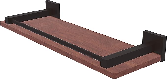 Allied Brass MT-1-16-GAL-IRW Montero Collection 16 Inch Solid IPE Ironwood Gallery Rail Wood Shelf, Oil Rubbed Bronze
