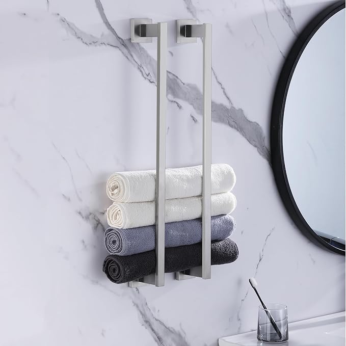 LANC 32-Inche Long Towel Bar for Bathroom Wall Mounted Brushed Nickel Bath Towel Rack Stainless Steel 80CM Towel Rod for Kitchen Square Towel Holder Towel Rail Towel Hanger, A9010BN-L8