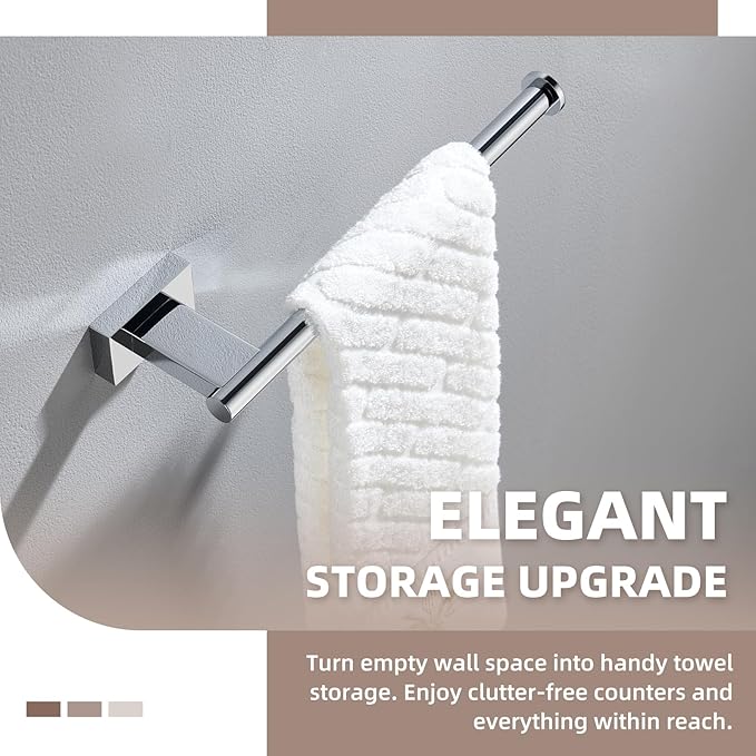 Suyar Bathroom Towel Holder Chrome, SUS 304 Stainless Steel Hand Towel Bar, Wall Mounted