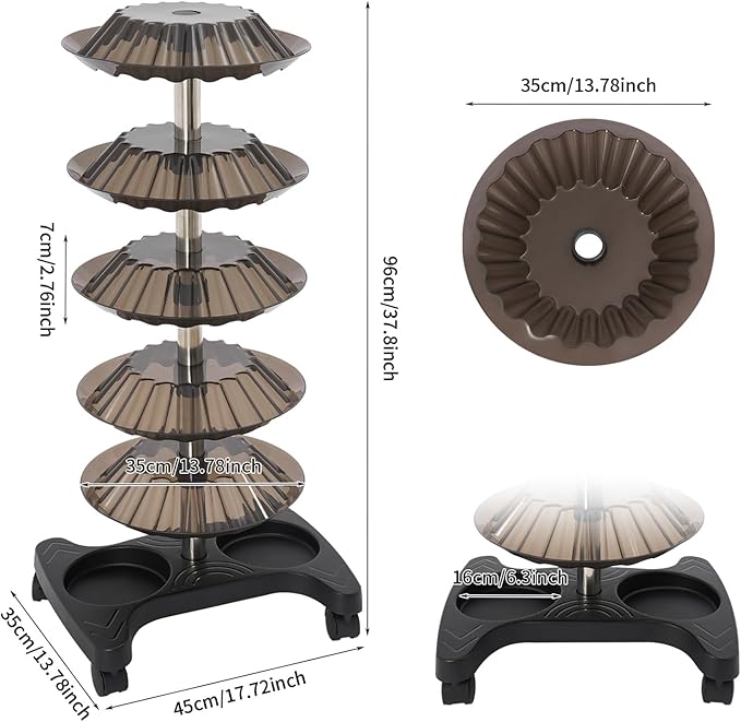 Nail Polish Trolley Organizer, 5 Tiers 360° Rotating Tray Nail Polish Spinning Rack Display Stand with Wheels, Display Rolling Cart for Spa Home Use
