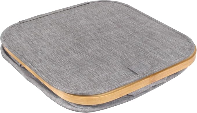 Foldable Bamboo Laundry Hamper with Lid - Decor Essentials for Any Room - Medium - Square - Gray
