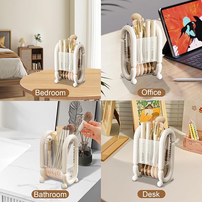 Makeup Brush Holder, Multi-Purpose Makeup Holder, Cosmetic Tool Storage Makeup Brush Organizer, for Brushes Eyebrow Pencil Eyeliner Mascara, for Vanity, Dresser, Desk