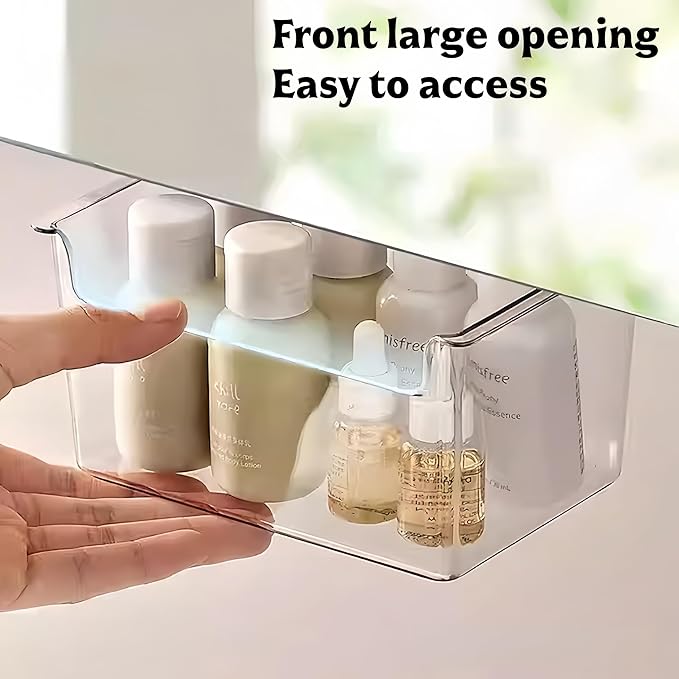 3 Pack Hair Accessories Organizer, Bathroom Vanity Organizer With Nano Adhesive,Hanging Makeup Organizers Drawer,Bow Organizer for Girls,Scrunchie Holder (Clear)