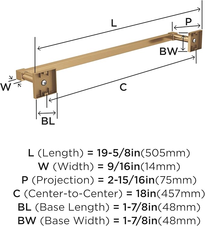 Amerock BH36073CZ | Champagne Bronze Towel Bar | 18 in (457 mm) Towel Rack | Appoint | Bathroom Towel Holder | Bathroom Hardware | Bath Accessories