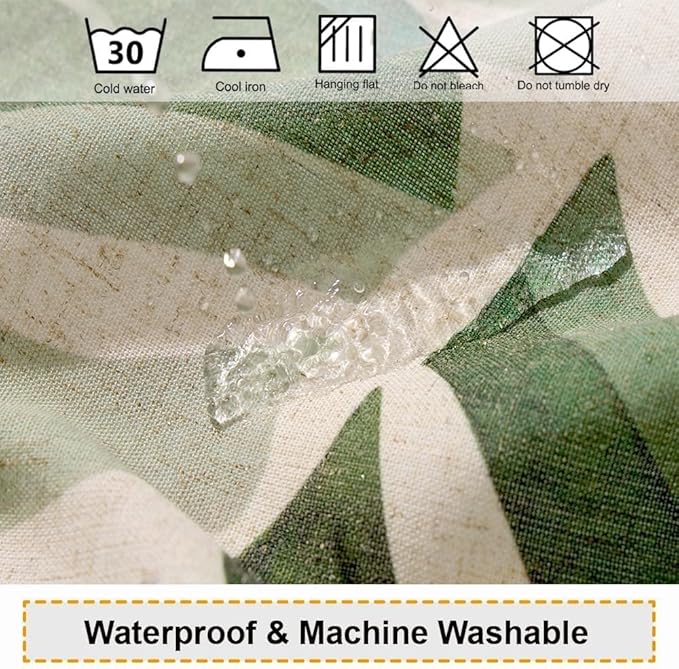 Baccessor Linen Shower Curtain 36 W X 72 L Inch Tropical Green Leaf Shower Curtains Botanical Banana Monstera Leaf Palm Tree Water Repellent Heavy Duty Small Stall Shower Curtain for Bathtubs Hotel