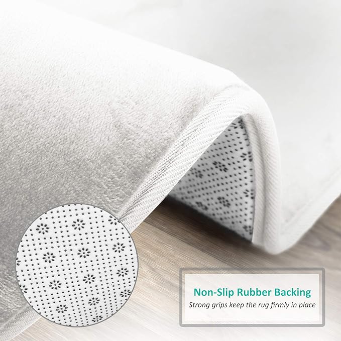 Clara Clark Bathroom Rugs, Velvet Memory Foam Bath Mat, Non-Slip, Machine Washable Bath Rugs - Dries Quickly, Ultra Soft Plush Bath Mats for Bathroom, 20 x 32, Solid White