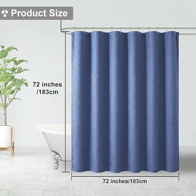 OVZME Berry Cute Shower Curtain, Embossed Textured Fabric Shower Curtain for Bathroom - Soft Cloth & Hotel Spa Luxury, Water Repellent, Machine Washable Shower Curtain, 72X72, Royle Blue