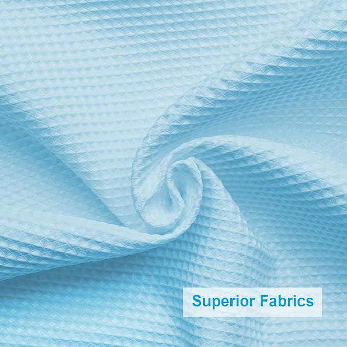 AmazerBath Baby Blue Shower Curtain Fabric, Waffle Shower Curtain Polyester, Heavy Duty 240GSM, Hotel Quality Bathroom Shower Curtains, 72 x 72 Inches