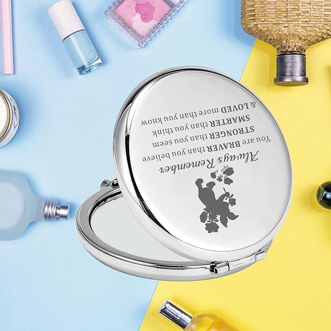 KEYCHIN Pig Pocket Mirror Pink Pig Fans Gifts You are Braver Stronger Smarter Than You Think Pig Compact Mirror (Pig-S)