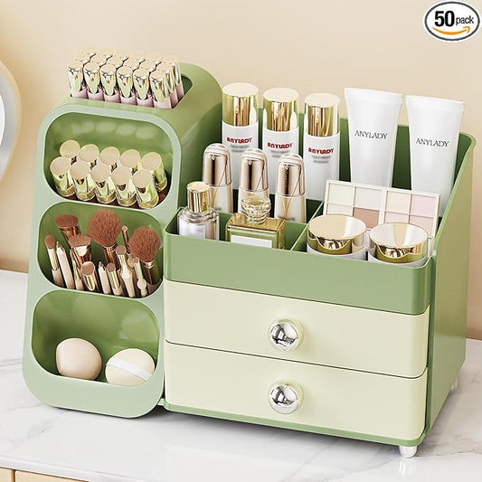 Large Capacity Makeup Organizer Countertop with Makeup Brush Holder for Vanity, Thickened Material, Bathroom Countertop Organizer Skin Care Perfumes Storage, Teen Girl Gifts for 13-25 Year
