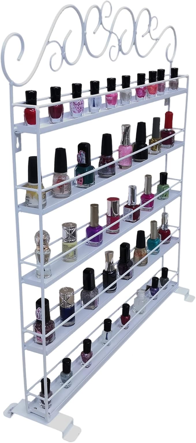 FixtureDisplays® White Metal Nail Polish Mountable 5 Tier Organizer Display Rack Essential Oil Rack 16034-WHITE