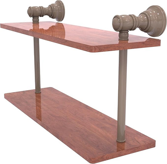 Allied Brass CL-2-16-IRW-SHB Carolina Collection 16 Inch Two Tiered Wood Shelf, Shaded Beige