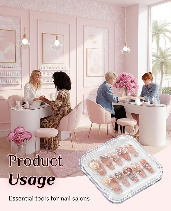 16PCS Press on Nail Boxes, Nail Cases for Press Ons with Adhesive Double Sided Tape