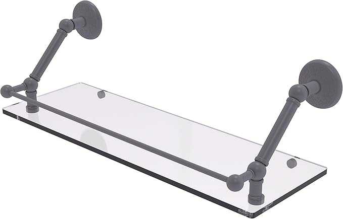 Allied Brass PMC-1-24-GAL Prestige Monte Carlo 24 Inch Floating Gallery Rail Glass Shelf, Matte Gray