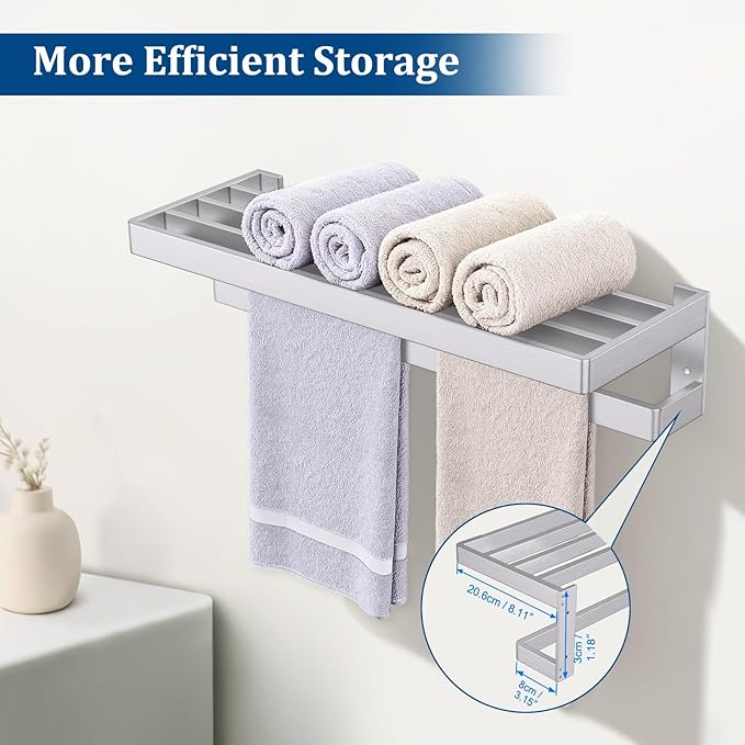 Brushed Nickel Towel Bar Towel Rack for Bathroom,Multi-Layer Towel Holder Stainless Steel Wall-Mounted Bathroom Hardware Accessories 23.6-inch