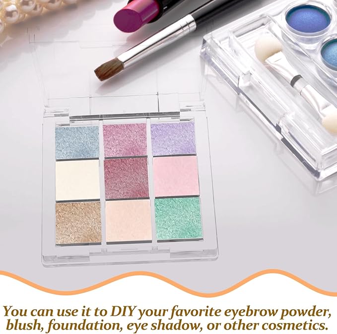 Veemoon Empty Makeup Lipstick Palette, 2pcs 9-Grid Plastic Eyeshadow Case Portable Diy Blush Pan Depotting Makeup Containers Lipstick Dispensing Organizer Storage Boxes for Make up Sample Travel