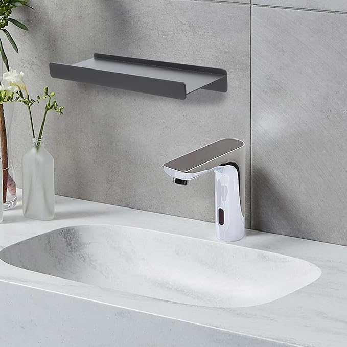 VALICLUD Bathroom Shelf Wall Mounted Aluminum Alloy 12 Inch Narrow Floating Shelf Space Saving Metal Storage Rack for Bathroom Mirror Front Organization