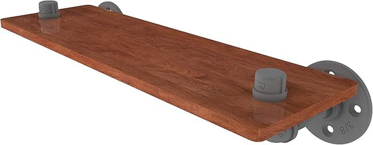 Allied Brass P-450-16-WS Pipeline Collection 16 Inch Ironwood Wood Shelf, Matte Gray