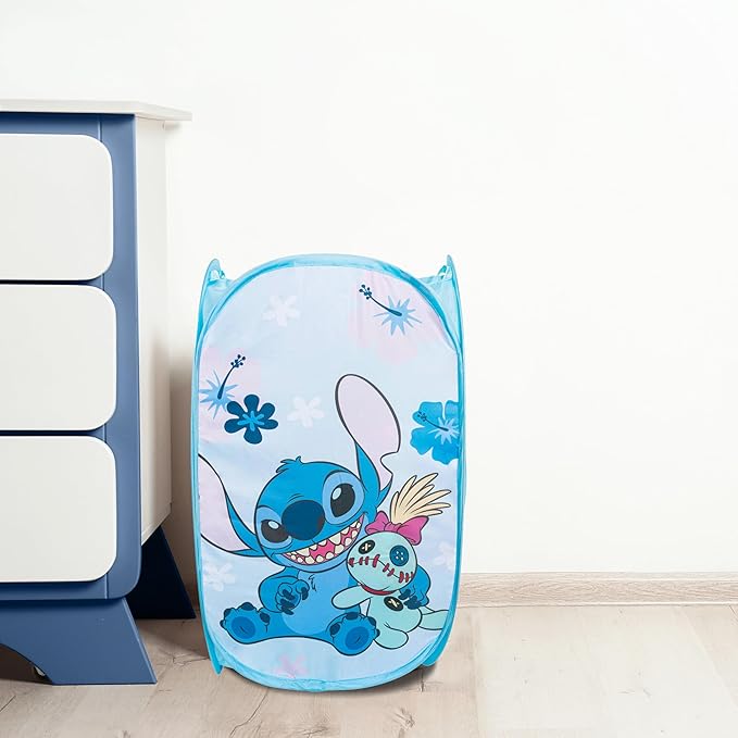 Jay Franco Disney Lilo and Stitch Pop Up Hamper - Mesh Laundry Basket/Bag with Durable Handles - Storage for Clothes and Toys