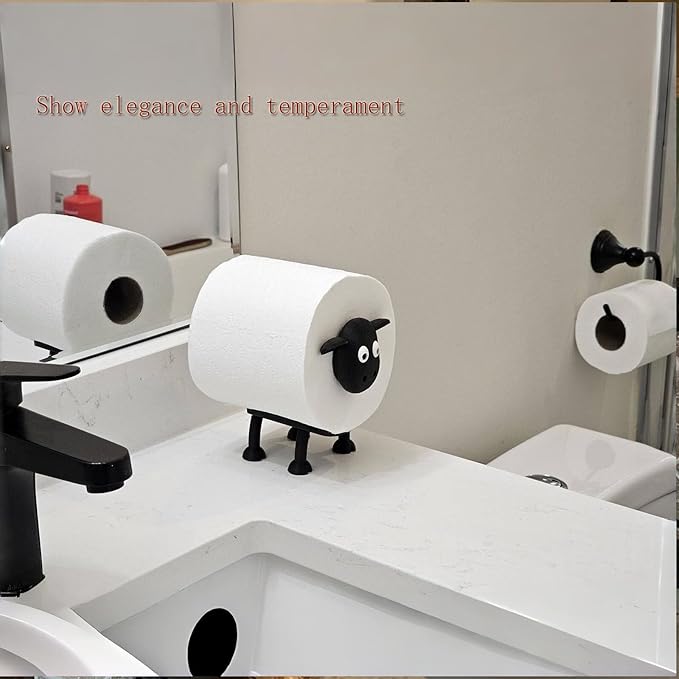 3-Pack Sheep Toilet Paper Roll Holder Set, OPP Packaging - Cute Bathroom Organizer with Adorable Design