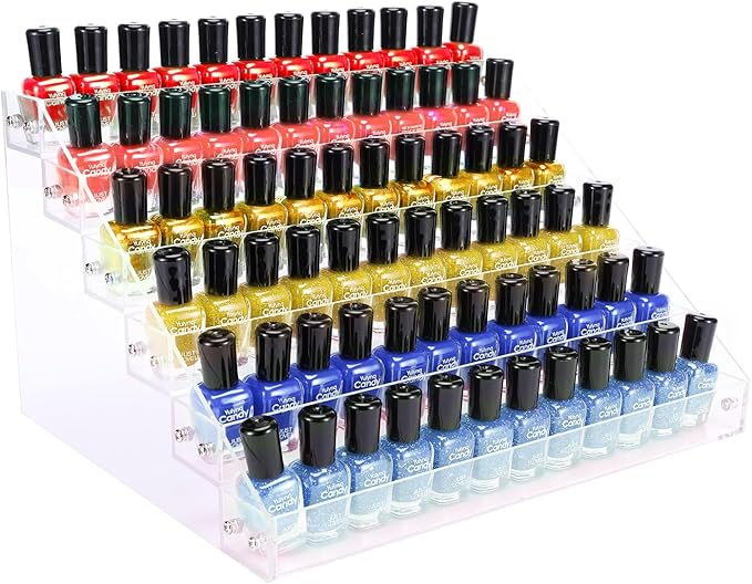 Umirokin Nail Polish Organizer, 6 Tiers Acrylic Paint Rack, Clear Display Holder Storage for Ink Gel Nail Polish Sunglasses Essential Oil Holds up to 54-72 Bottles
