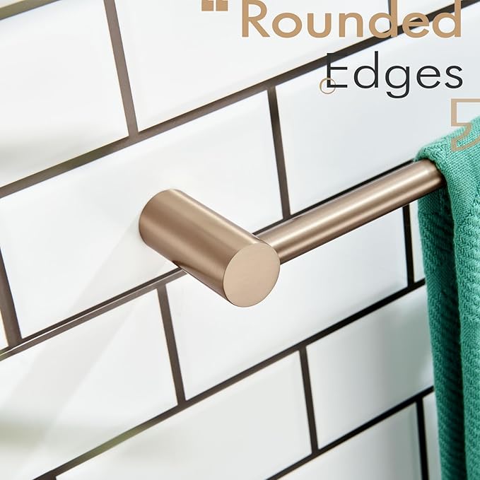KOKOSIRI Bathroom Hand Towel Rings 9-Inch Hand Towel Holder Wall Mounted Bathroom Hardware Accessories Champagne Bronze Stainless Steel, B4007CPG-L9