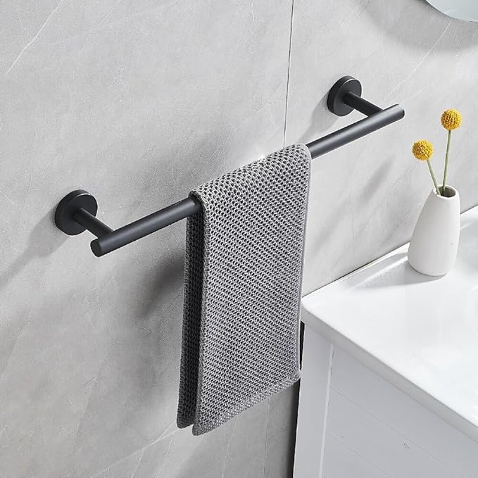 18 Inch Towel Bar Bathroom Towel Holder Wall Mount Sus304 Stainless Steel Towel Rack Bathroom Accessories for Shower Room Restroom (Matte Black)