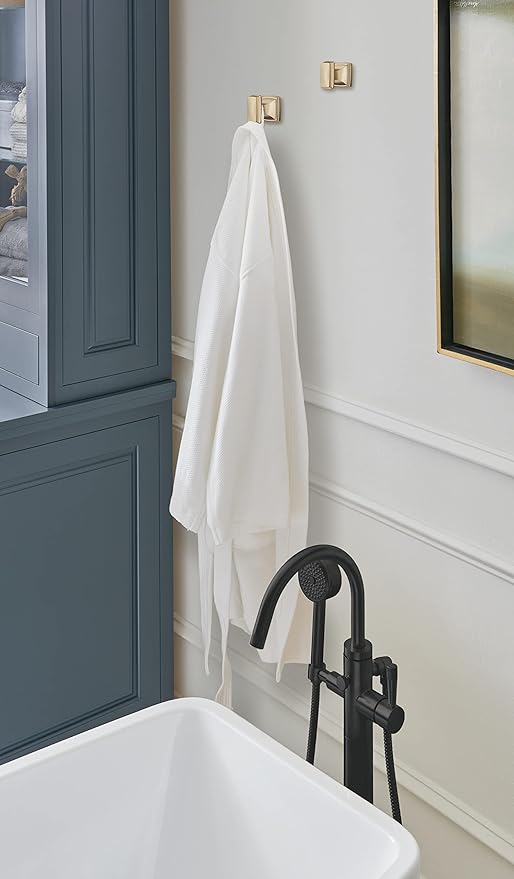Amerock BH36030CZ | Champagne Bronze Single Robe Hook | 2-1/8 in. (54 mm) Length Towel Holder | Revitalize | Towel Hook for Bathroom | Bathroom Hardware | Bath Accessories