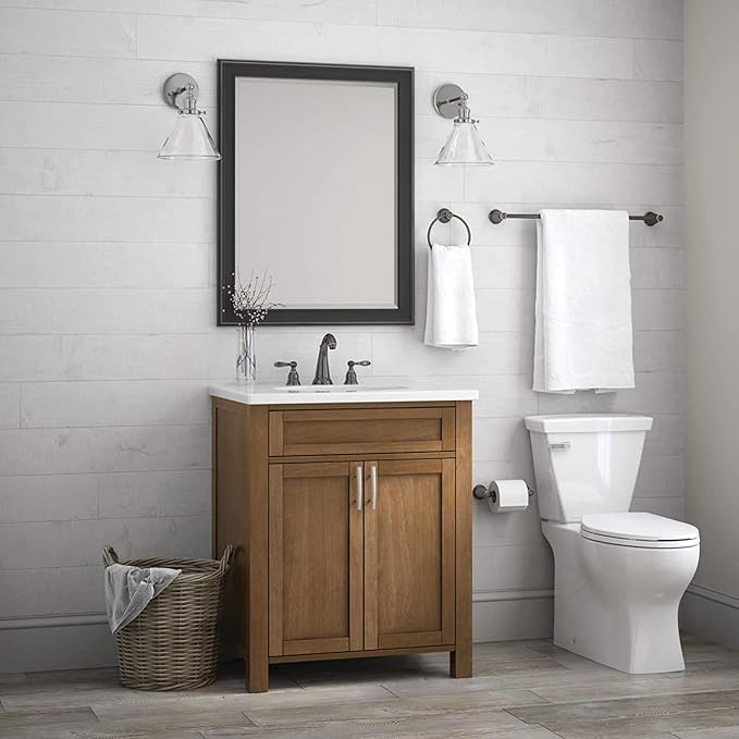 Franklin Brass Kinla 3-Piece Bathroom Set Oil Rubbed Bronze 24" Towel Bar Rack, Toilet Paper Holder, Ring Hardware KIN3PC-ORB