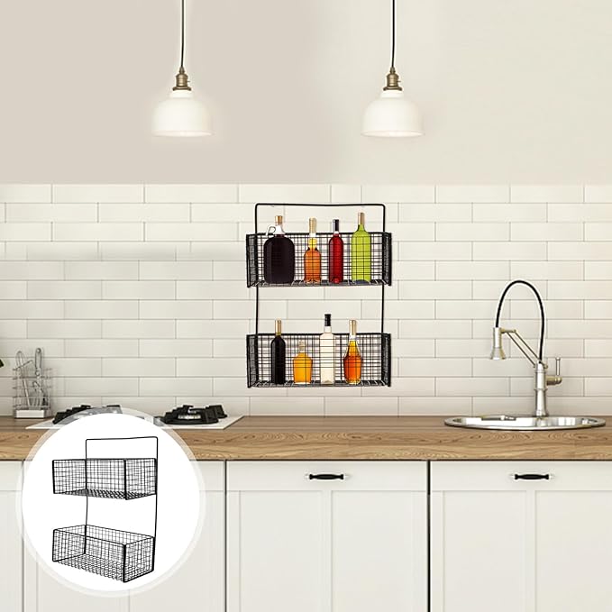 Wall-Mounted Dual Layer Storage Shelf Bathroom Kitchen Organizer Strong Load Capacity Hanging Rack for Wet Environments Convenient Space-Saving Holder