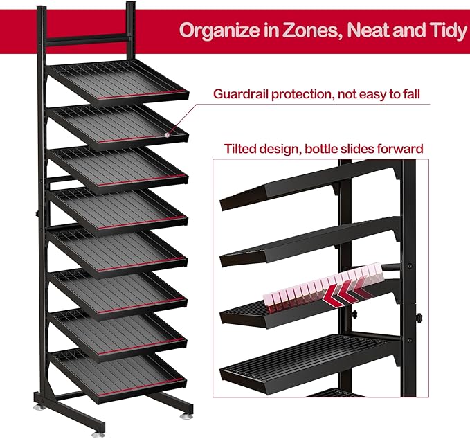Nail Polish Rack - 8 Tier Tilting Nail Polish Bottle Metal Shelf, Extra Large Capacity for Essential Oil Storage Suitable for Nail Salon eauty salonRetail Store