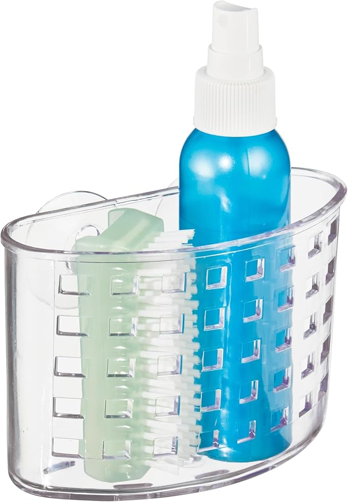 iDesign Suction Cup Shower Caddy Basket - Bathroom Storage Organizer - Clear - Made in USA