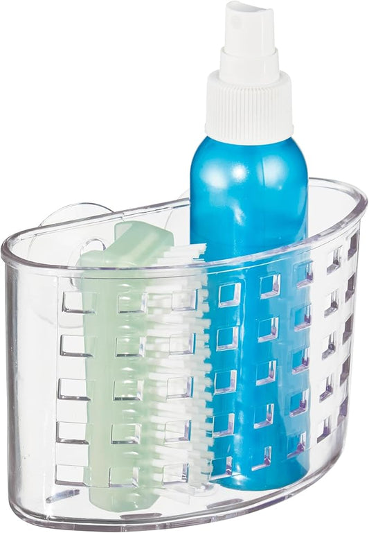 iDesign Suction Cup Shower Caddy Basket - Bathroom Storage Organizer - Clear - Made in USA