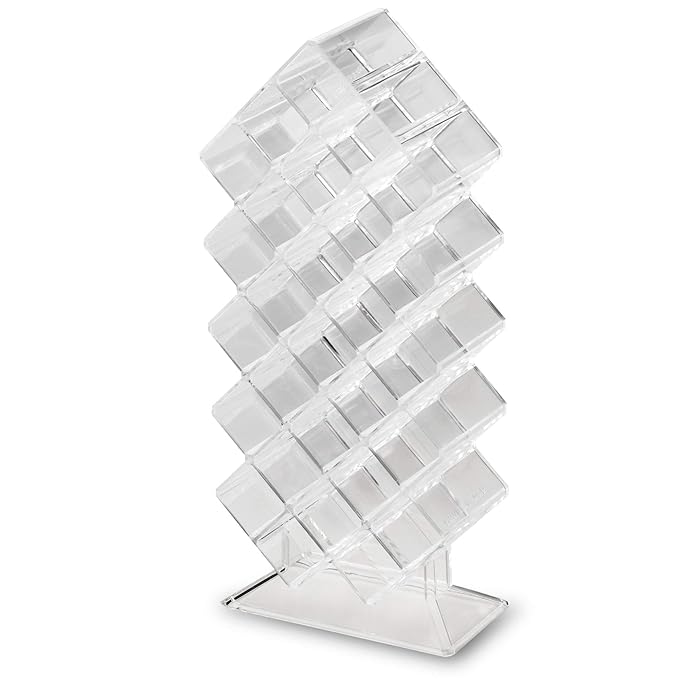byAlegory Acrylic Lipstick Makeup Organizer | 28 Space Cosmetic Storage Designed To Stand, Lay Flat or Stack (CLEAR)