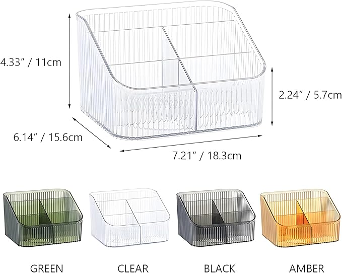 Amber Makeup Brush Holder Organizer for Vanity, Bathroom Countertop Organizer 5 Cups, Toiletry Storage & Display for Skincare, Perfume, Hairbrush, Sunglasses & Desk Accessories
