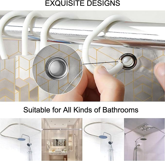 Lnond 4Pcs Bathroom Sets with Shower Curtain and Rugs, Beige Bathroom Shower Curtain Sets, Beige Gradient Modern Bathroom Sets with Rugs and Accessories