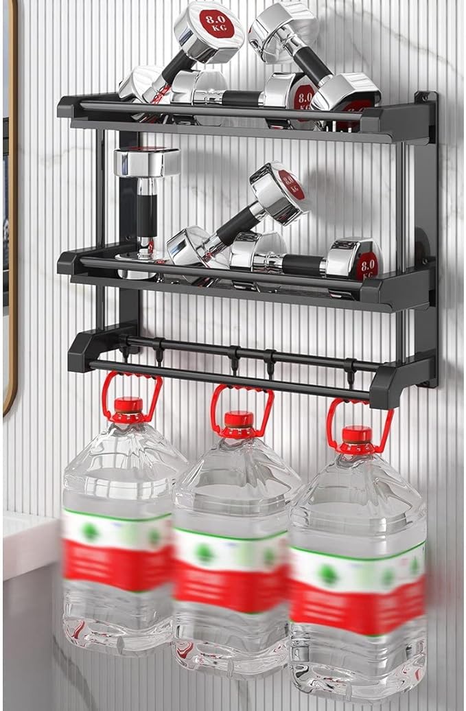 Bathroom Shelf Organizer - 2 Tier Storage Shelf with Adjustable Hook Wall Mounted Shelf Rack, Use for Bathroom-A